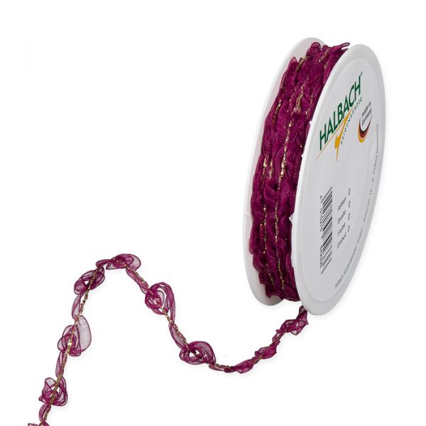 Organza-Rosenlitze mit Lurex-Akzenten 8749 berry/gold Hauptbild Listing