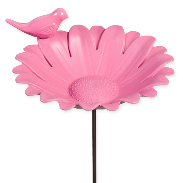 Gartenstecker / Vogeltränke  "Blume mit Vogel" aus Bambus-Faser-Komposit 88100 pink Hauptbild Detail