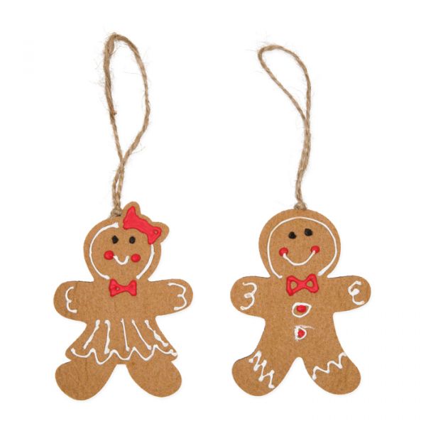 Filz-Hänger "Lebkuchenmann + Frau", Weihnachtsanhänger 88106 brown/white/red Hauptbild Detail