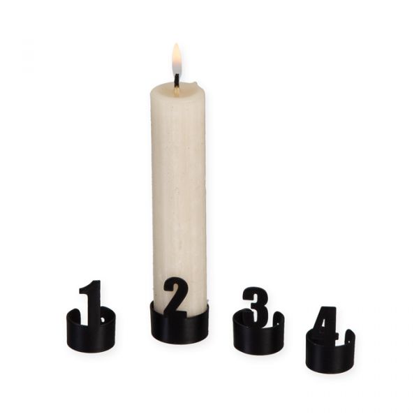 Metall-Kerzendeko "Advent" 4-tlg. Set 88129 black Hauptbild Detail