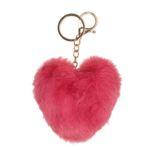 Taschenanhänger, Schlüsselanhänger "Kunstfell-Herz", Taschendeko, Bag Charms, Trend-Accessoires 8814 rose Hauptbild Detail