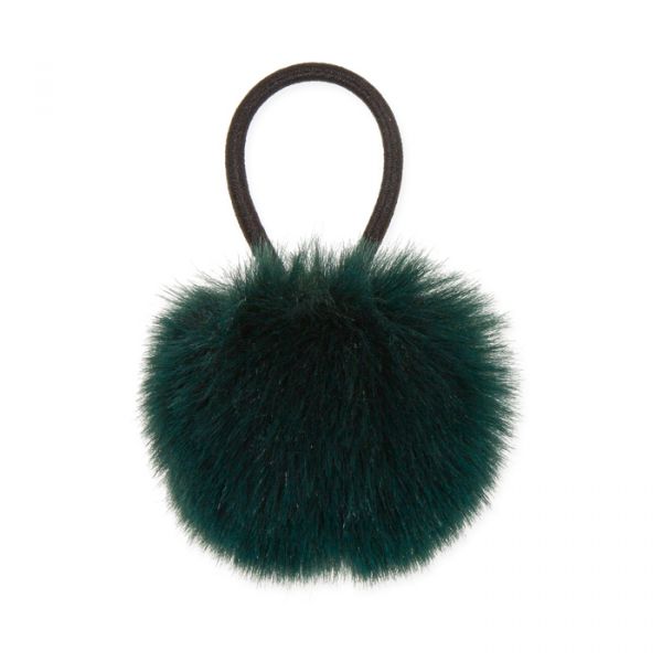 Kunstfell-Kugel, Haargummi, Pompon, Fellball, Bommel 88144 fir green Hauptbild Detail