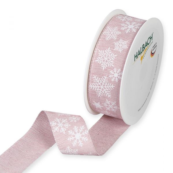 Druckband "Schneesterne" ,weich fließende Qualität 893 dusky pink/white Hauptbild Listing