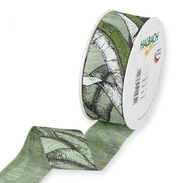 Druckband "Blätter" 928 moss green/black/white Hauptbild Listing