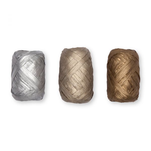 Metallic-Papier-Raffia Set mit 3 x 10 m 93003 silver/champagne/brown Hauptbild Detail