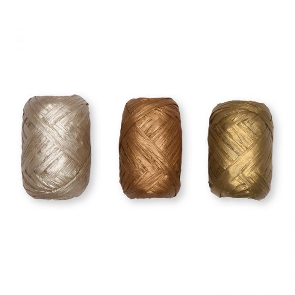 Metallic-Papier-Raffia Set mit 3 x 10 m 93003 champagne/brown/gold Hauptbild Detail