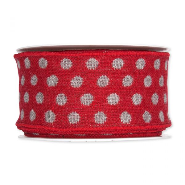 Dekoband Strick-Optik "Punkte" red/grey Hauptbild Detail