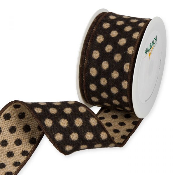 Dekoband Strick-Optik "Punkte" 9475 brown/natural Hauptbild Listing