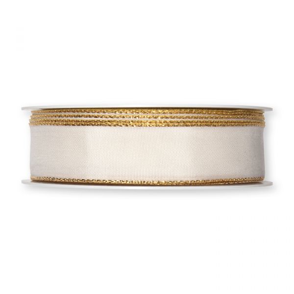 Taftband mit Lurexkanten cream/gold Hauptbild Detail