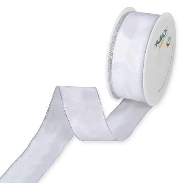 Taftband mit Lurexkanten 9540 white/silver Hauptbild Listing