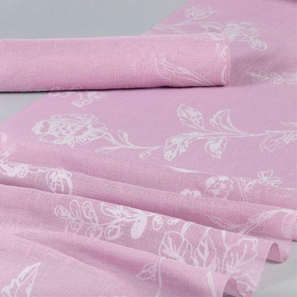 Dekostoff Leinenoptik mit Flockdruck "Blumenranke" 9581 pale rose Hauptbild Listing