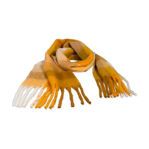 Schal "Karo" ,Winterschal, Unisex Schal, Damen Schal 96000 orange/cognac/cream Hauptbild Detail