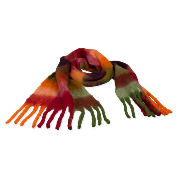 Schal "Karo", Winterschal, Unisex Schal, Damen Schal 96000 moss green/red/orange Hauptbild Detail