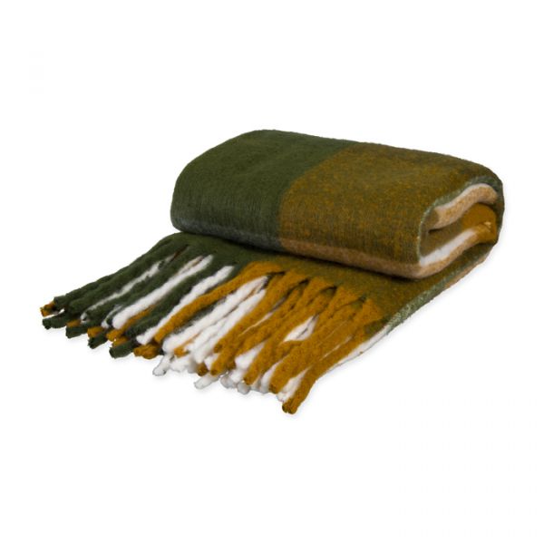 Decke "Karo" ,Wohndecke, Kuscheldecke 96100 olive green/brown/cream Hauptbild Detail