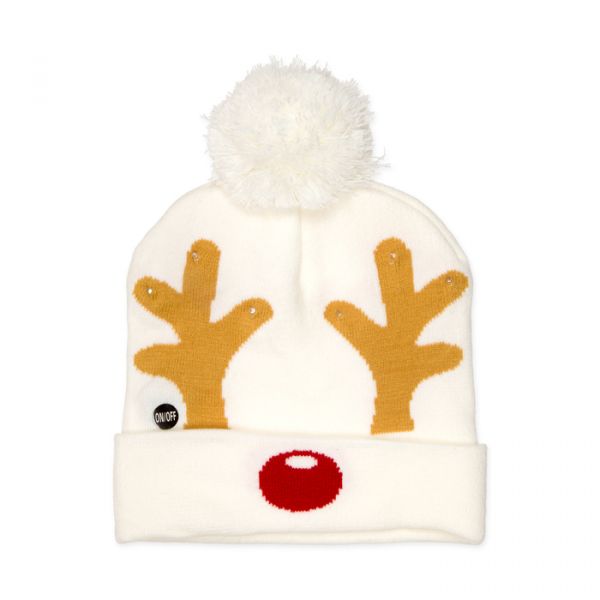LED-Weihnachtsmütze "Rentier", Weihnachtsmarkt-/ Party-Mütze 96117 cream/natural/red Hauptbild Detail
