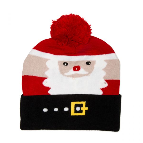 LED-Weihnachtsmütze "Nikolaus", Strickmütze, Weihnachtsmarkt-/ Party-Mütze 96207 red/white/black Hauptbild Detail