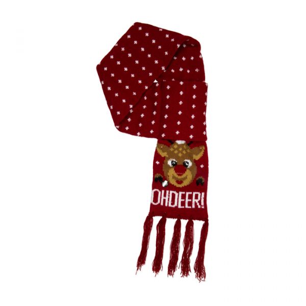 LED-Weihnachtsschal "OH DEER", Strickschal, Winterschal 96208 wine red/white Hauptbild Listing