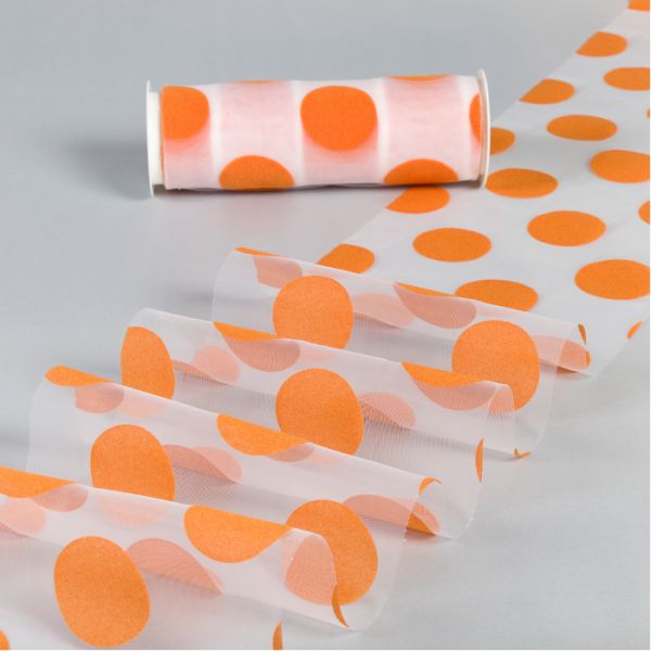 Organza mit Flockdruck "Punkte" 9648 orange Hauptbild Listing