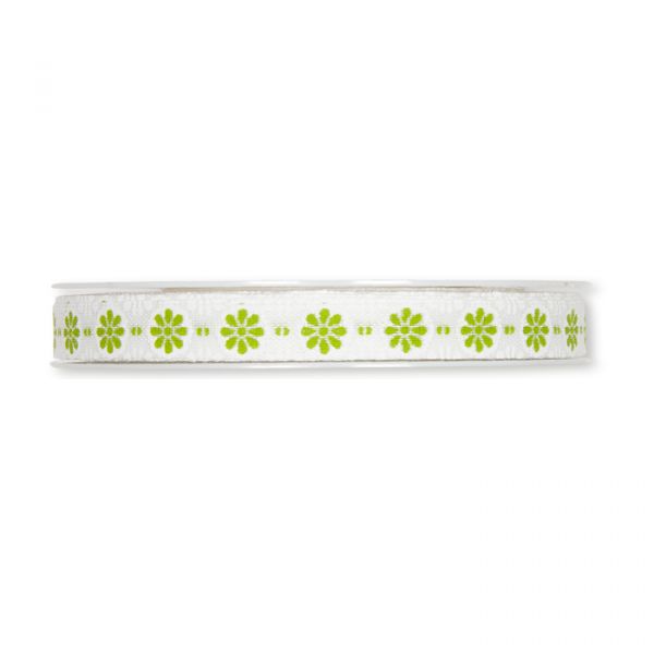 Druckband "Blümchen-Ornament" 965 white/green Hauptbild Detail