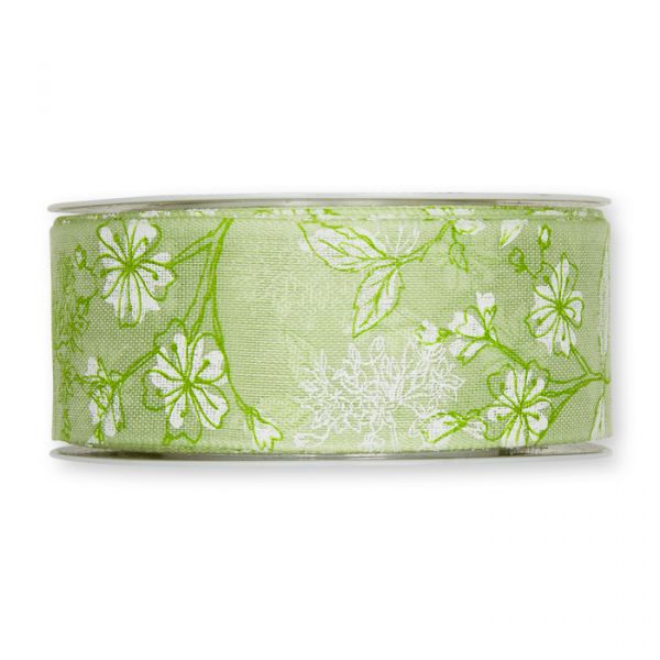 Druckband "Blumenranke" 969 pale green/green/white Hauptbild Detail