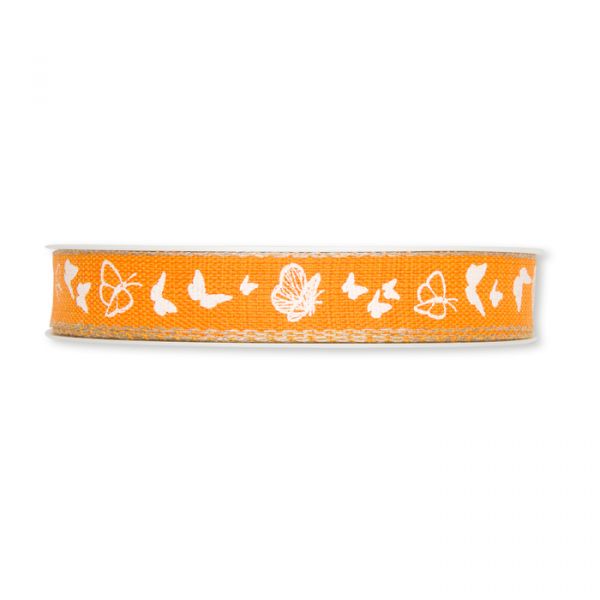 Druckband "Schmetterlinge" orange/white/linen Hauptbild Detail