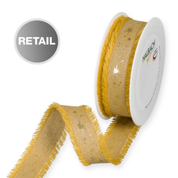 Leinen-Druckband "Goldsternchen" 977R honey yellow/gold Hauptbild Listing