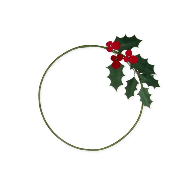 Floraler Deko-Hoop "Ilex mit Beeren" Ø 20cm 98035 green/red Hauptbild Detail