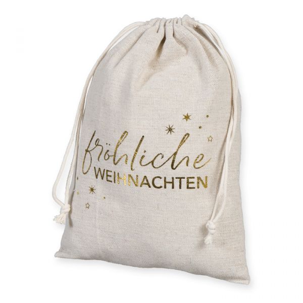 Geschenkbeutel "fröhliche WEIHNACHTEN" 98111 natural/gold Hauptbild Listing