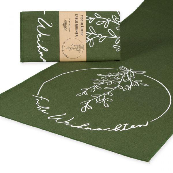 Tischläufer "frohe Weihnachten", Tischdekoration Weihnachten 98147 fir green/white Hauptbild Listing