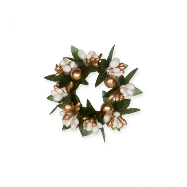 Deko-Kränzchen, Kerzenring "Beeren", Mini-Weihnachtskranz 98169 gold/cream Hauptbild Detail