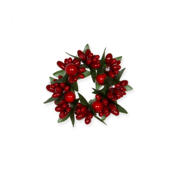 Deko-Kränzchen, Kerzenring "Beeren", Mini-Weihnachtskranz 98169 red/green Hauptbild Detail