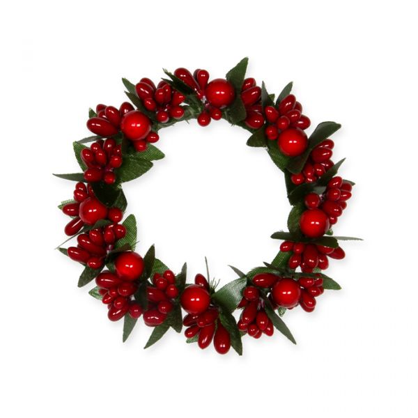 Deko-Kränzchen, Kerzenring "Beeren", Mini-Weihnachtskranz 98169 red/green Hauptbild Detail