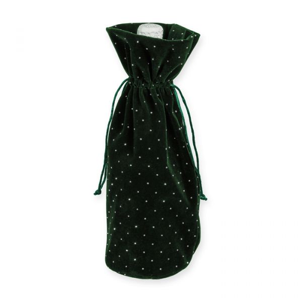 Samt-Flaschentasche "Strass", Geschenktasche, Sektflaschen 98172 dark green Hauptbild Listing