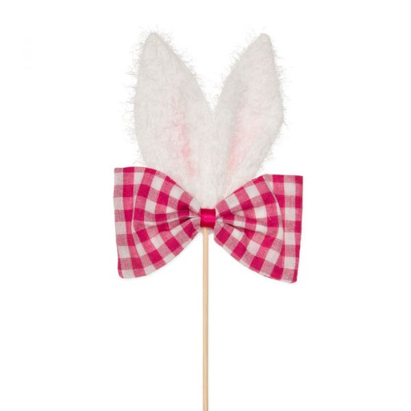 Holz-Stecker "Schleife mit Hasenohren", Osterdeko 98193 pink/white Hauptbild Detail
