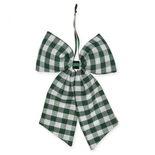 Deko-Schleife "Karo", Stoffschleife, Fertigschleife 98194 fir green/white Hauptbild Detail