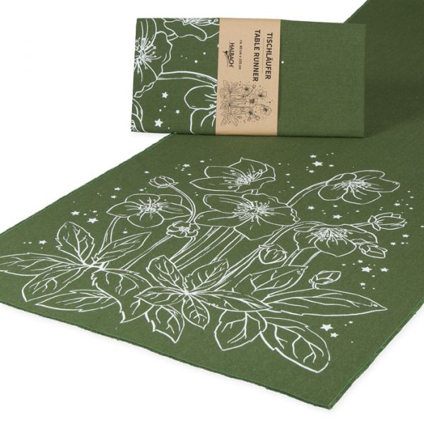 Tischläufer "Christrose", Tischdekoration Weihnachten 98219 fir green/white Hauptbild Listing