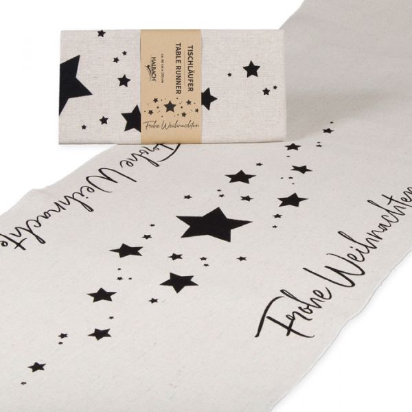 Tischläufer "Frohe Weihnachten", Tischdekoration Weihnachten 98220 natural/black Hauptbild Listing