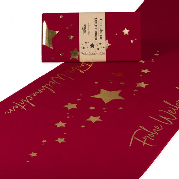 Tischläufer "Frohe Weihnachten", Tischdekoration Weihnachten 98221 wine red/gold Hauptbild Listing