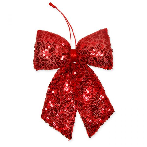 Deko-Schleife "Pailletten", Dekoschleife, Stoffschleife, Fertigschleife 98224 red Hauptbild Detail