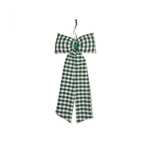 Deko-Schleife "Karo", Dekoschleife, Stoffschleife, Fertigschleife 98226 fir green/white Hauptbild Detail