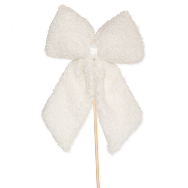 Stecker "Teddyfell-Schleife", Dekoschleife, Stoffschleife, Fertigschleife 98229 white Hauptbild Detail