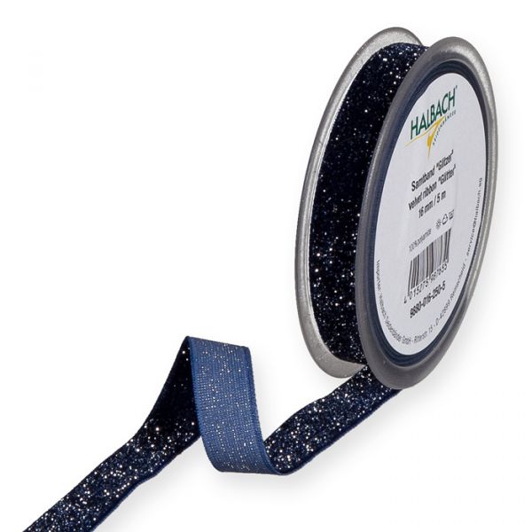 Samtband "Glitzer", Lurex-Samtband 9880 dark blue/silver Hauptbild Listing
