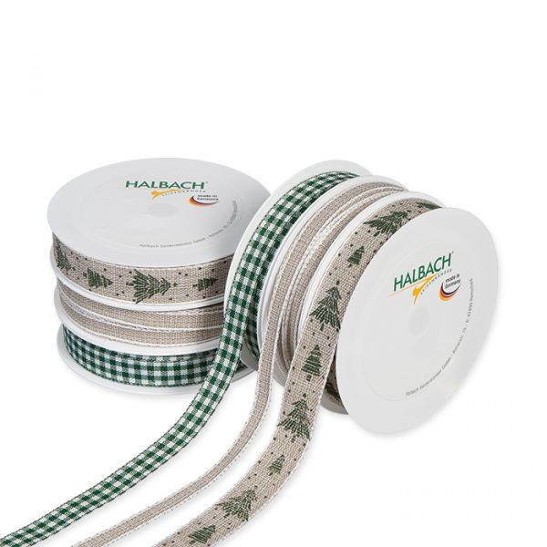 Geschenkband-Set "Tannenbäume" GBSET12 linen/fir green/white Hauptbild Listing