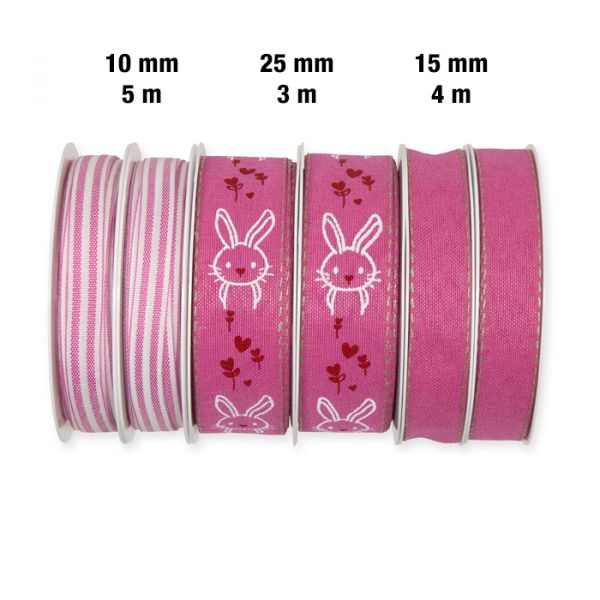 Geschenkband-Set "Hasen/Herzen" GBSET3 pink/white Hauptbild Detail
