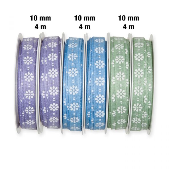 Geschenkband-Set "Blümchen" GBSET5 lavender/sky blue/mint Hauptbild Detail