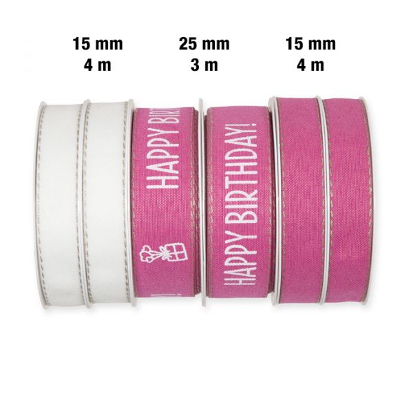 Geschenkband-Set "HAPPY BIRTHDAY" GBSET6 pink/white Hauptbild Detail