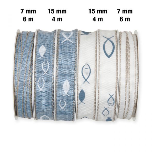 Geschenkband-Set "Fische" GBSET7 blue/white Hauptbild Detail