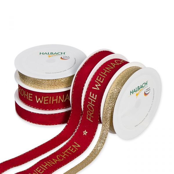 Geschenkband-Set "FROHE WEIHNACHTEN" GBSET8 red/gold Hauptbild Listing
