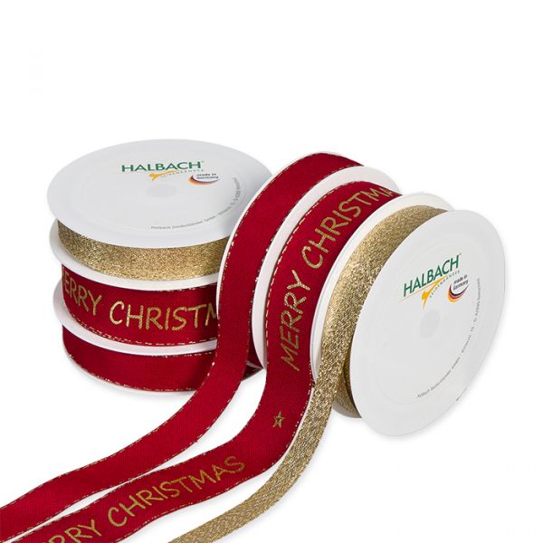 Geschenkband-Set "MERRY CHRISTMAS" GBSET9 red/gold Hauptbild Listing